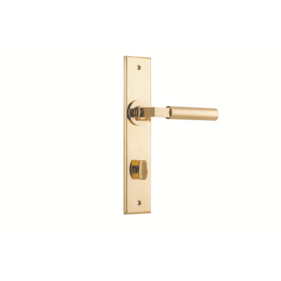 Iver Door Lever Berlin Chamfered Privacy Pair Polished Brass CTC85mm L120xP59mm BPH240xW50mm