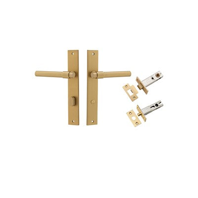 Iver Door Lever Helsinki Rectangular Brushed Brass Privacy Kit