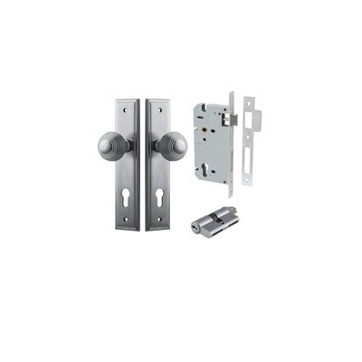 Iver Door Knob Guildford Stepped Brushed Chrome Key / Key Entrance Kit