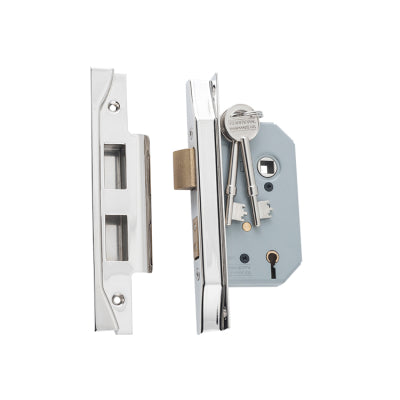 Tradco Mortice Lock 5 Lever Rebated Polished Nickel CTC57mm Backset 46mm