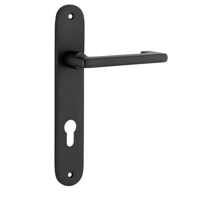 Iver Door Lever Baltimore Return Oval Euro Pair Matt Black CTC85mm L128xP54mm BPH240xW40mm