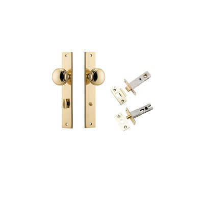 Iver Door Knob Paddington Rectangular Polished Brass Privacy Kit