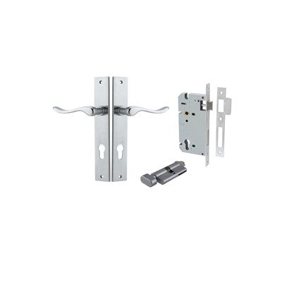 Iver Door Lever Stirling Rectangular Brushed Chrome Key / Thumb Entrance Kit