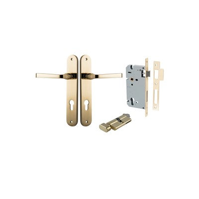 Iver Door Lever Annecy Oval Polished Brass Key / Thumb Entrance Kit