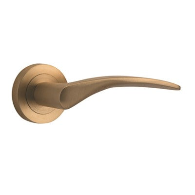 Iver Door Lever Oxford Rose Round Concealed Fix Pair Brushed Brass L125xP63mm BPD52mm