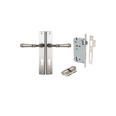 Iver Door Lever Verona Rectangular Satin Nickel Key / Key Entrance Kit