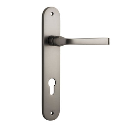 Iver Door Lever Annecy Oval Euro Pair Satin Nickel CTC85mm L117xP63mm BPH240xW40mm