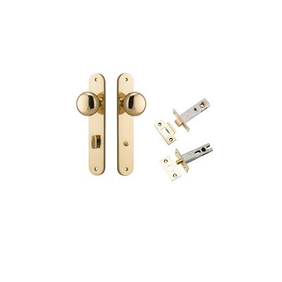 Iver Door Knob Cambridge Oval Polished Brass Privacy Kit