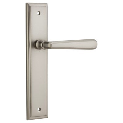 Iver Door Lever Copenhagen Stepped Latch Pair Satin Nickel L120xP60mm BPH237xW50mm