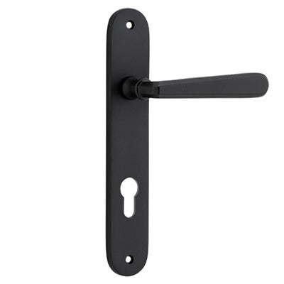 Iver Door Lever Copenhagen Oval Euro Pair Matt Black CTC85mm L120xP57mm BPH240xW40mm