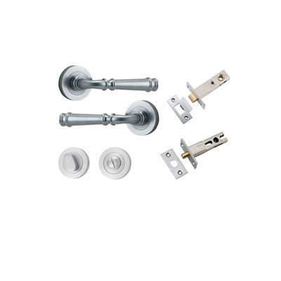 Iver Door Lever Verona Rose Round Brushed Chrome Privacy Kit