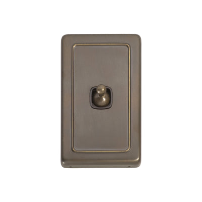 Tradco Switch Flat Plate Toggle 1 Gang Brown Antique Brass H115xW72mm