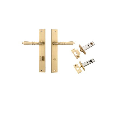 Iver Door Lever Sarlat Rectangular Brushed Brass Privacy Kit