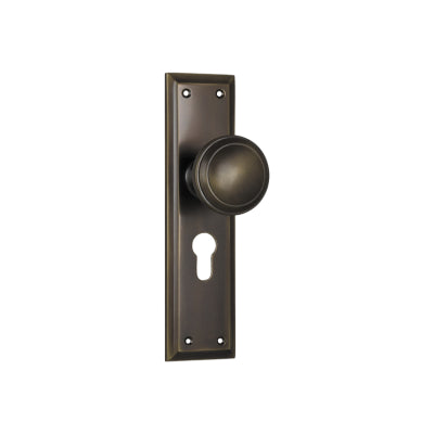Tradco Door Knob Milton Euro Pair Antique Brass H200xW50xP73mm