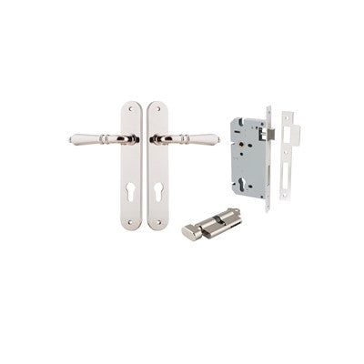 Iver Door Lever Sarlat Oval Polished Nickel Key / Thumb Entrance Kit