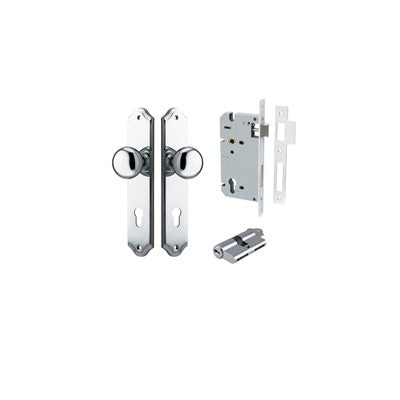 Iver Door Knob Cambridge Shouldered Polished Chrome Key / Key Entrance Kit