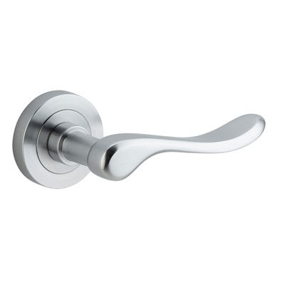 Iver Door Lever Stirling Rose Round Concealed Fix Pair Brushed Chrome L116xP65mm BPD52mm