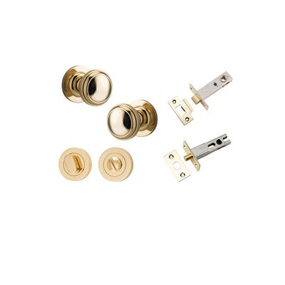 Iver Door Knob Paddington Rose Round Polished Brass Privacy Kit