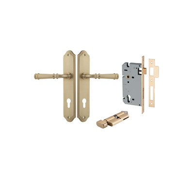 Iver Door Lever Verona Shouldered Brushed Brass Key / Thumb Entrance Kit