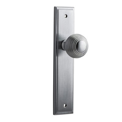 Iver Door Knob Guildford Stepped Latch Pair Brushed Chrome D52xP75mm BPH237xW50mm