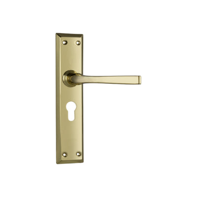 Tradco Door Lever Menton Euro Pair Polished Brass H225xW50xP75mm