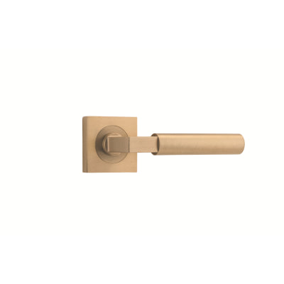 Iver Door Lever Berlin Rose Square Concealed Fix Pair Brushed Brass L120xP60mm BPH52xW52mm