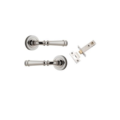 Iver Door Lever Verona Rose Round Polished Nickel Passage Kit