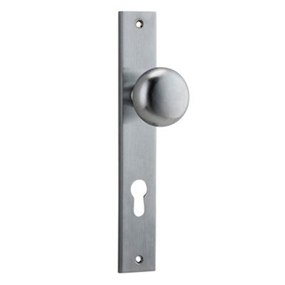 Iver Door Knob Cambridge Rectangular Euro Pair Brushed Chrome CTC85mm D55xP60mm BPH240xW38mm