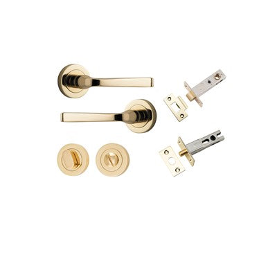 Iver Door Lever Annecy Rose Round Polished Brass Privacy Kit