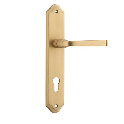 Iver Door Lever Annecy Shouldered Euro Pair Brushed Brass CTC85mm L117xP65mm BPH250xW48mm