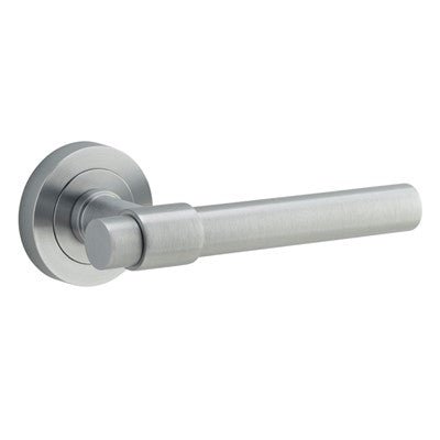 Iver Door Lever Helsinki Rose Round Concealed Fix Pair Brushed Chrome L137xP61mm BPD52mm