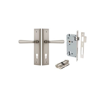 Iver Door Lever Copenhagen Stepped Satin Nickel Key / Key Entrance Kit