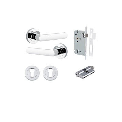 Iver Door Lever Osaka Rose Round Polished Chrome Key / Key Entrance Kit