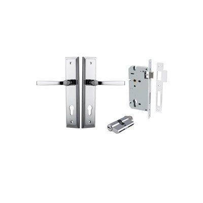 Iver Door Lever Annecy Stepped Polished Chrome Key / Key Entrance Kit