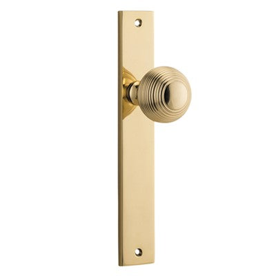 Iver Door Knob Guildford Rectangular Latch Pair Polished Brass D52xP72mm BPH240xW38mm