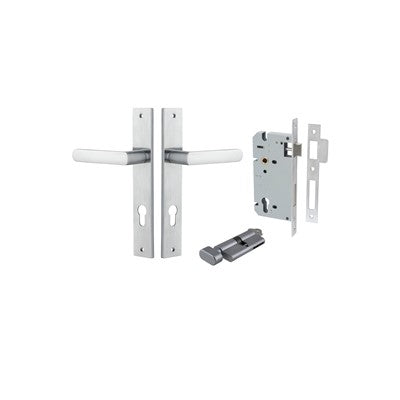 Iver Door Lever Osaka Rectangular Brushed Chrome Key / Thumb Entrance Kit