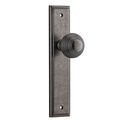 Iver Door Knob Guildford Stepped Latch Pair Distressed Nickel D52xP75mm BPH237xW50mm