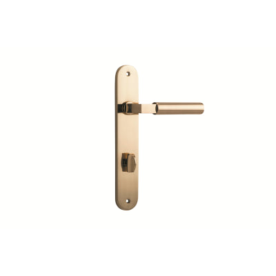 Iver Door Lever Berlin Oval Privacy Pair Polished Brass CTC85mm L120xP57mm BPH240xW40mm