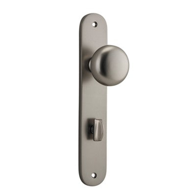 Iver Door Knob Cambridge Oval Privacy Pair Satin Nickel CTC85mm D55xP60mm BPH240xW40mm