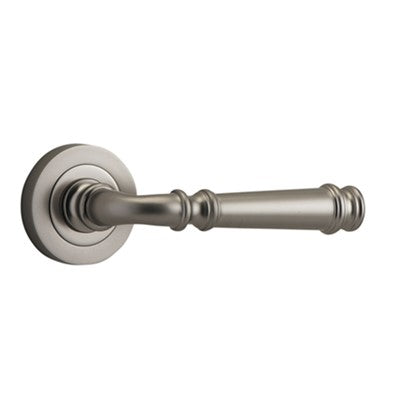 Iver Door Lever Verona Rose Round Concealed Fix Pair Satin Nickel L122 xP59mm BPD52mm