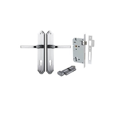 Iver Door Lever Annecy Shouldered Brushed Chrome Key / Thumb Entrance Kit