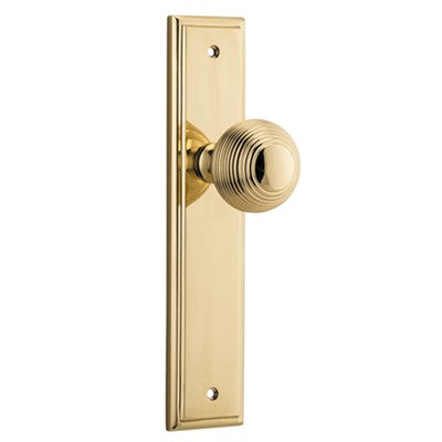 Iver Door Knob Guildford Stepped Latch Pair Polished Brass D52xP75mm BPH237xW50mm