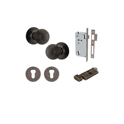 Iver Door Knob Guildford Rose Round Signature Brass Key / Thumb Entrance Kit