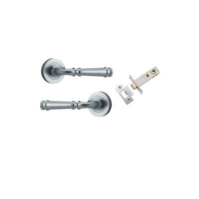 Iver Door Lever Verona Rose Round Brushed Chrome Passage Kit