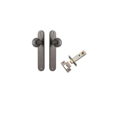 Iver Door Knob Guildford Oval Distressed Nickel Passage Kit