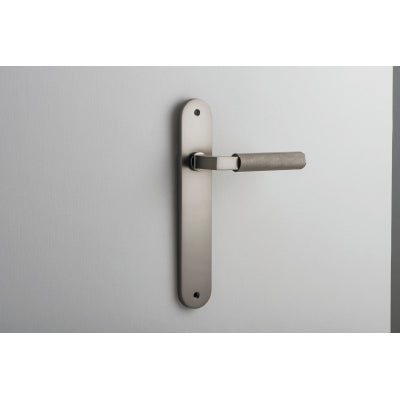 Iver Door Lever Brunswick Oval Latch Pair Satin Nickel L120xP57mm BPH240xW40mm