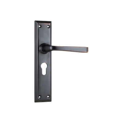 Tradco Door Lever Menton Euro Pair Antique Copper H225xW50xP75mm