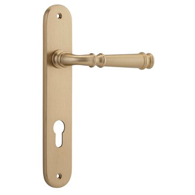 Iver Door Lever Verona Oval Euro Pair Brushed Brass CTC85mm L122xP56mm BPH240xW40mm