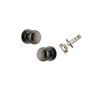 Iver Door Knob Cambridge Rose Round Distressed Nickel Passage Kit