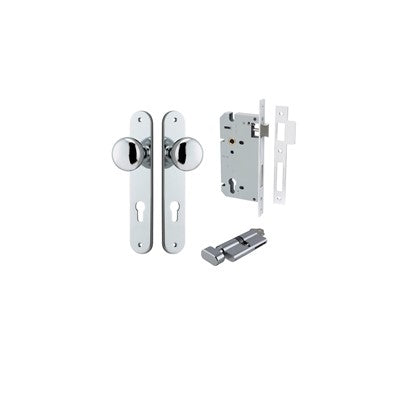 Iver Door Knob Cambridge Oval Polished Chrome Key / Thumb Entrance Kit